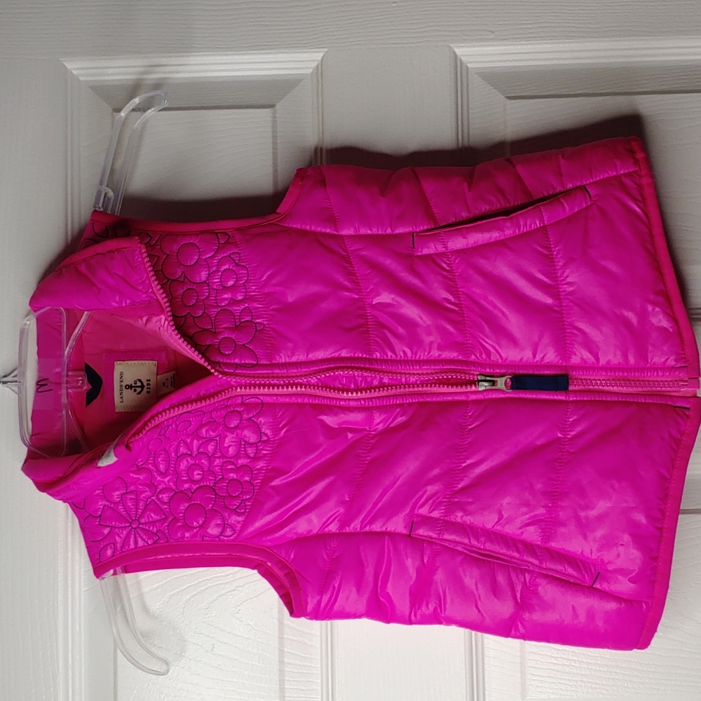 Girls Lands' End Pink Puffy Vest